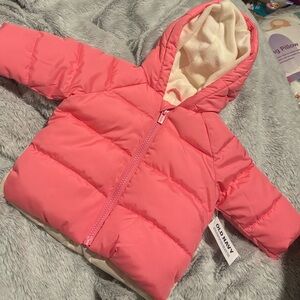 Pink Hooded Puffer Jacket